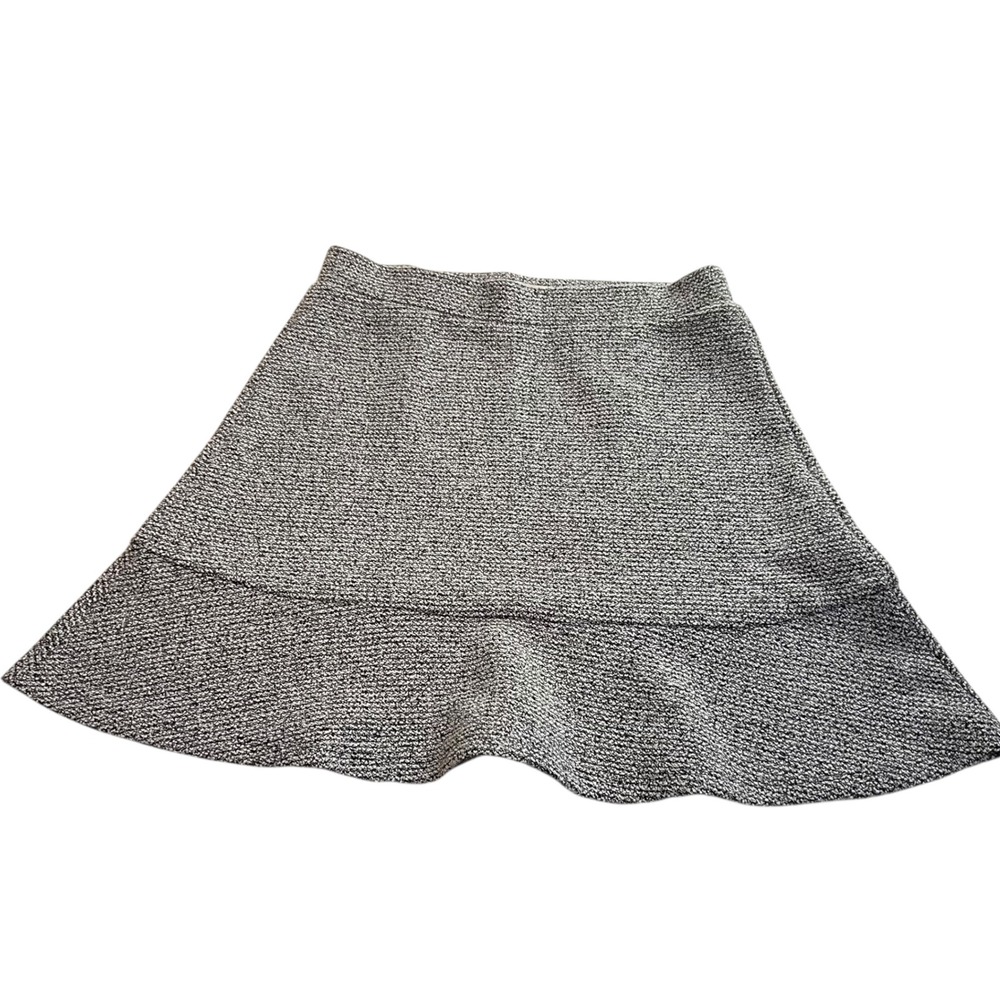 J. Crew Black & White Tweed Stretch Waist Flared Mini Skirt Women's Size Small